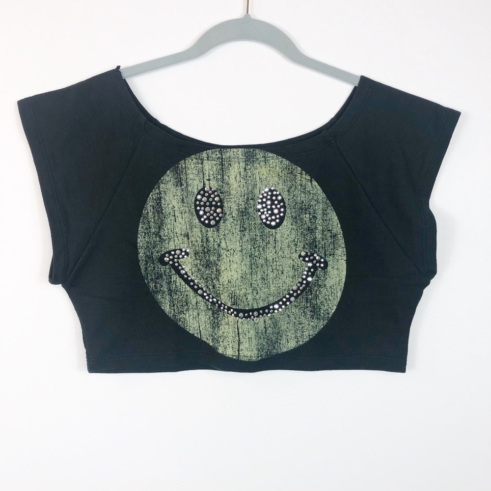 Chocolate Smily Face Beaded S Cropped Top
